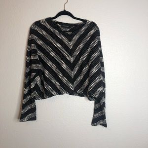 NWT MINKPINK Striped Cropped Long Sleeve Sweater